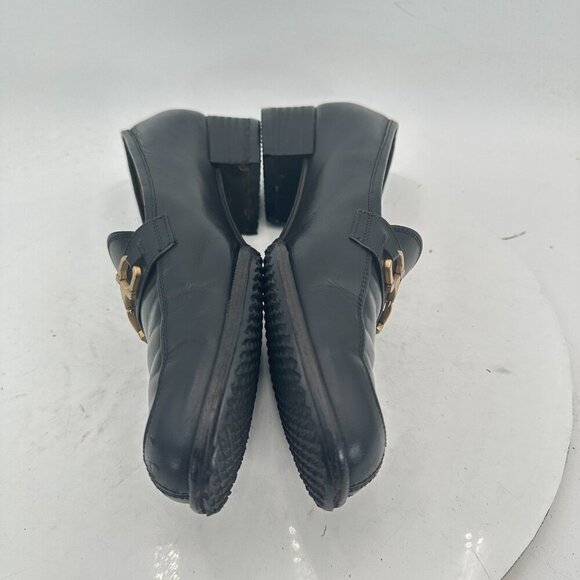 Salvatore Ferragamo Women Size 8B Black Leather Gold Horsebit Slip On Pump Shoes - Picture 7 of 12